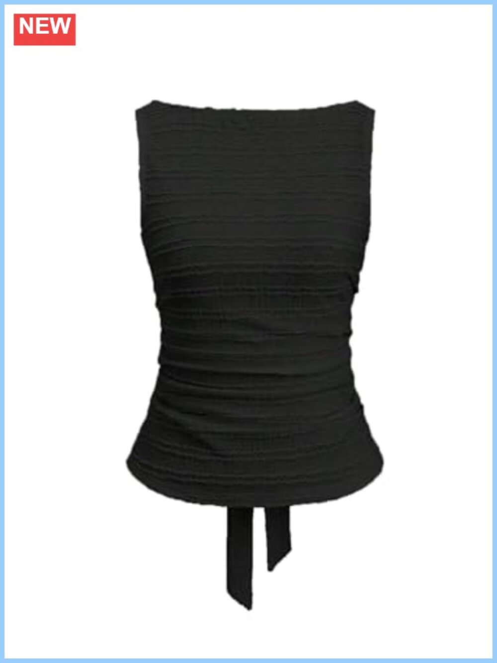 Women's Bow Tie Back Boat Neck Tank Top Dressy Summer Sleeveless